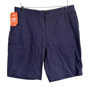 Dockers The Perfect Short Chino Mens 34 Navy Blue Flat Front Cotton NWT